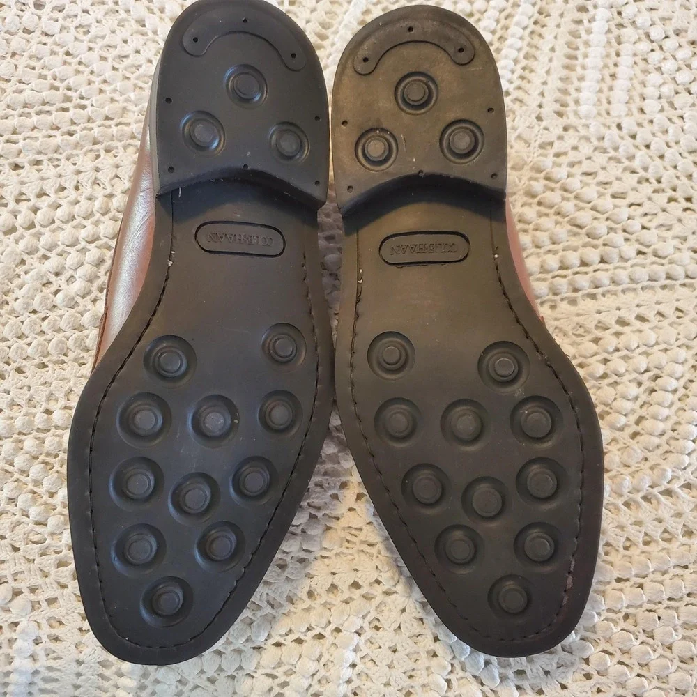 Cole Haan Loafers Mens Size 8 Brown Leather Tassel Kiltie Slip On Italy Shoes